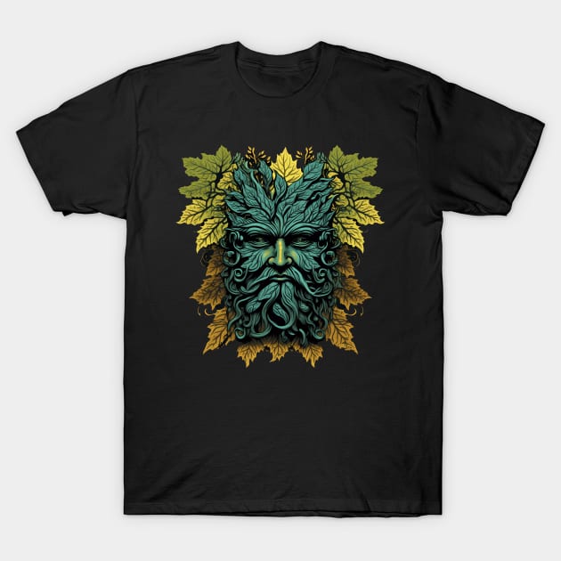 Jack Of The Wood Traditional Pagan Celtic Greenman T-Shirt by Tshirt Samurai